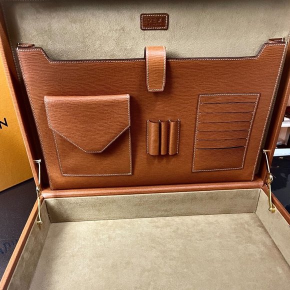 Loewe Bags Loewe Tan Leather Briefcase Hard Case Combination Locks